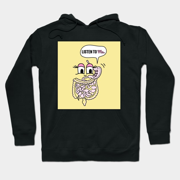 lovely drawings Listen to Your Gut Hoodie by Julie lovely drawings